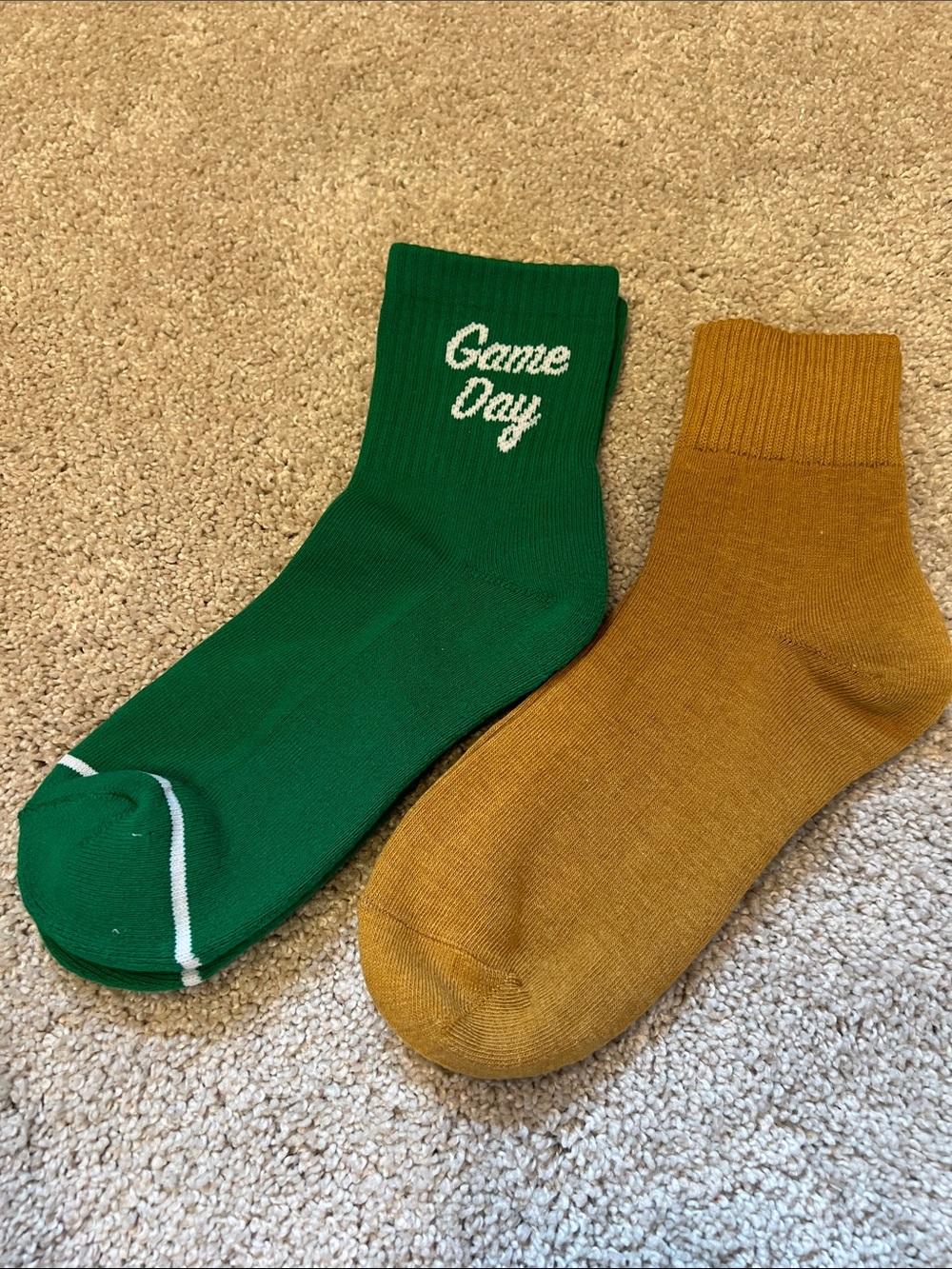Game Day Green & Mustard Ankle Socks - women